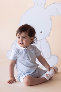 COTTON BOY ROMPER - SKY BLUE