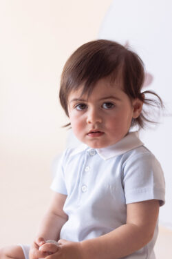 COTTON BOY ROMPER - SKY BLUE