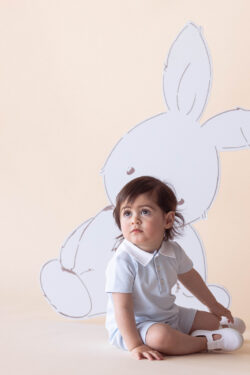 COTTON BOY ROMPER - SKY BLUE