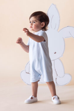 COTTON BOY ROMPER - SKY BLUE