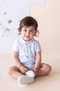 COTTON BOY ROMPER - SKY BLUE