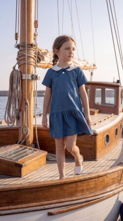 Collar denim dress