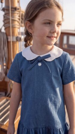 Collar denim dress