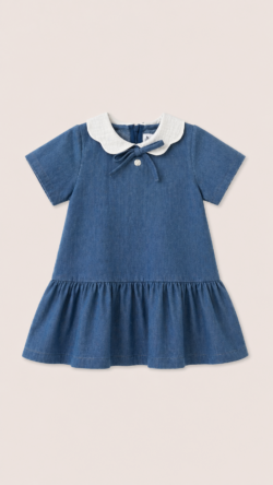 Collar denim dress
