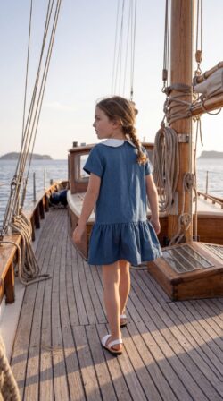 Collar denim dress back