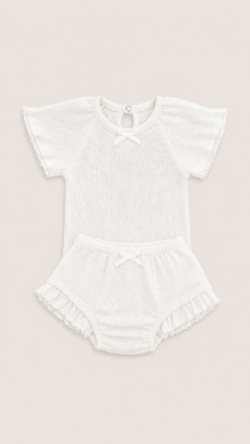 Pointelle ivory set