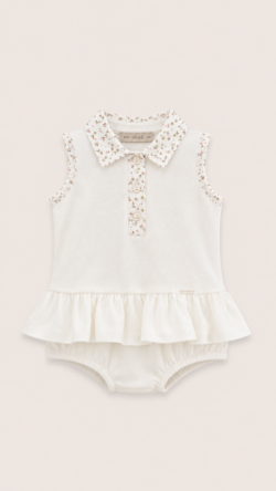 ⁦pique polo set - ivory⁩ – תמונה ⁦5⁩