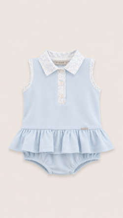 ⁦pique polo set - sky  blue⁩ – תמונה ⁦5⁩