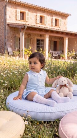 pique polo set - sky  blue