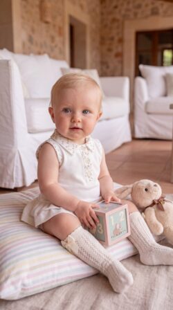 pique polo set - ivory
