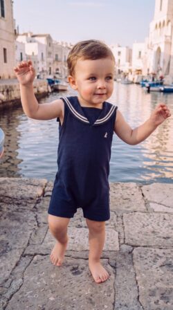 Navy boys romper