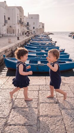 Navy boys romper