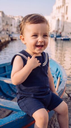 Navy boys romper
