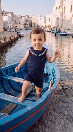Navy boys romper