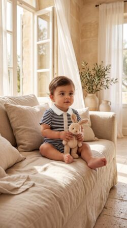 NAVY STRIPES - ROMPER