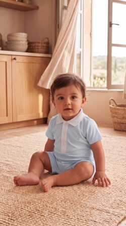SKY BLUE  STRIPES - ROMPER