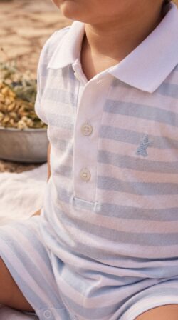 SKY BLUE WIDE STRIPES – ROMPER detail