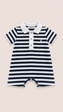 NAVY WIDE STRIPES - ROMPER