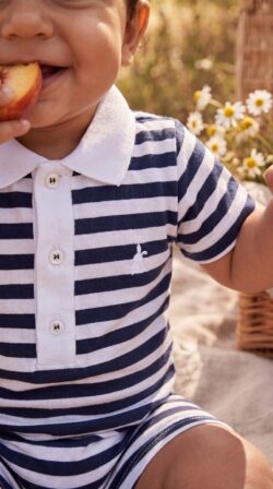 NAVY WIDE STRIPES - ROMPER detail