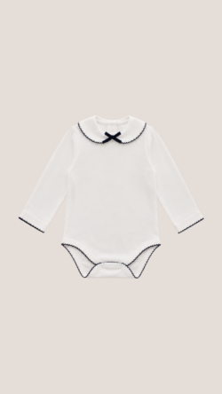 VELVET COLLAR BLUE BODYSUIT