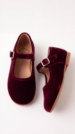 BURGUNDY VELVET BALLERINAS